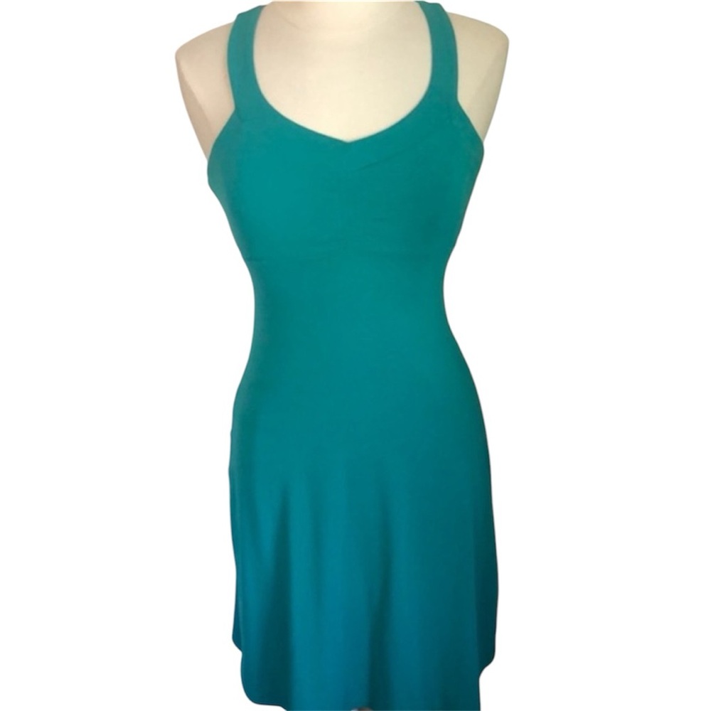 Prana Shauna Green/teal Dress w/v-neck,wide racer back Size XS